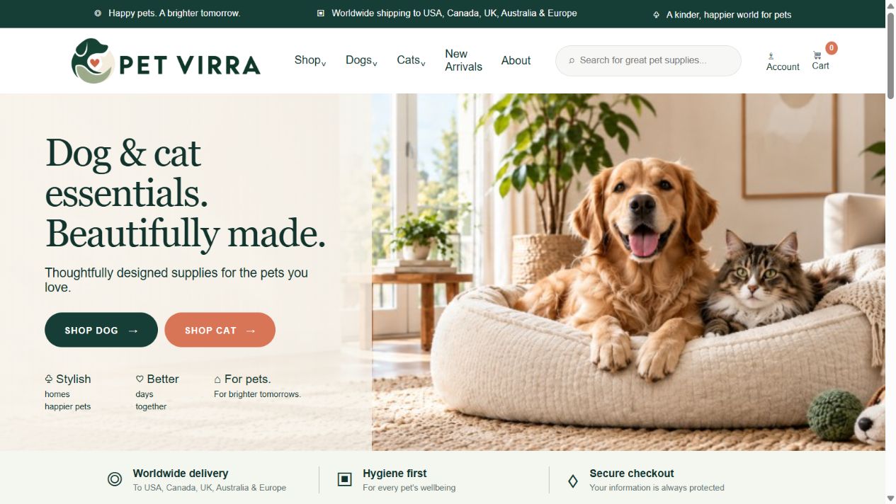 PET VIRRA 真實網站首頁截圖